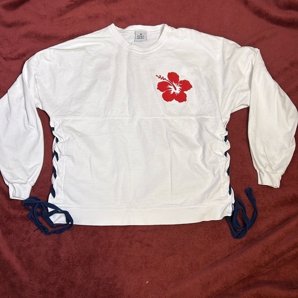 Spirit Jersey,oversized sweatshirt,vacay,3D print,lace up sides,cotton,coastal - Picture 5 of 15